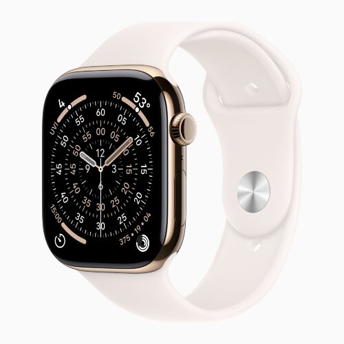 Apple Watch Series 11 42mm, Gold Titanium Case with Sport Band - Light Blush