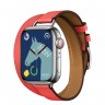 Apple Watch Hermes Series 8 41mm, длинный двойной кожаный ремешок розового цвета