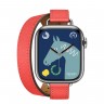 Apple Watch Hermes Series 8 41mm, длинный двойной кожаный ремешок розового цвета