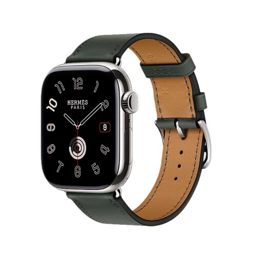 Ремешок Hermes для Apple Watch Single Tour 42 mm - Темно-зеленый (Vert Mongrove)