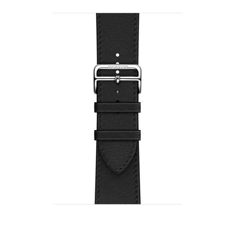 Ремешок из кожи Swift с раскладывающейся застёжкой 46mm Hermès для Apple Watch - "Черный"