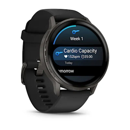 Умные часы Garmin Venu 4 45mm, Slate, Black Silicone Band