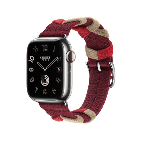 Ремешок Hermes для Apple Watch 42mm Bridon Single Tour - Красный (Rouge)
