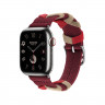 Ремешок Hermes для Apple Watch 42mm Bridon Single Tour - Красный (Rouge)