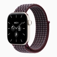 Apple Watch Series 12 42mm, Pearl White Ceramic Case with Sport Loop - Burgundy Plaid