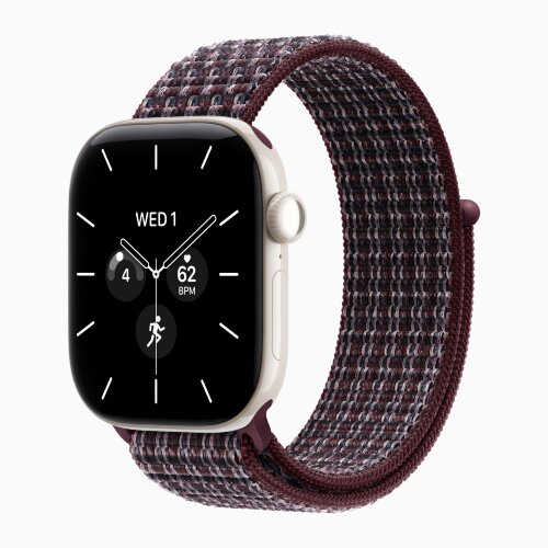 Apple Watch Series 12 42mm, Pearl White Ceramic Case with Sport Loop - Burgundy Plaid