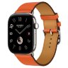 Apple Watch Hermes Series 12 46mm, классический кожаный оранжевый ремешок
