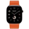 Apple Watch Hermes Series 12 46mm, классический кожаный оранжевый ремешок