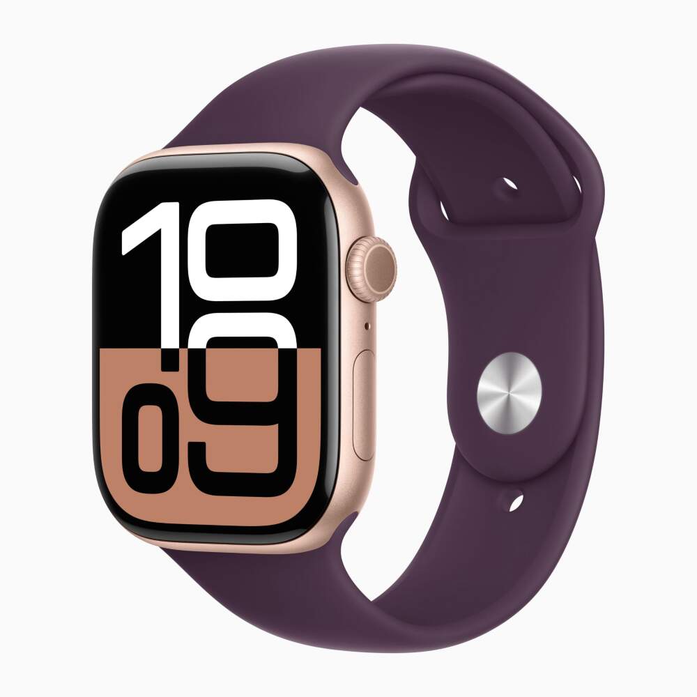 Apple Watch 10 Rose Gold Aluminum 46mm Plum band