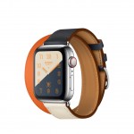 Apple Watch Series 4 Hermes, 40 мм, двойной кожаный ремешок, оранжевый, индиго, бежевый, нержавеющая сталь, Cellular + GPS