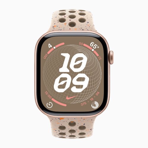 Apple Watch Series 10 42mm, Rose Gold Aluminum Case with Nike Sport Band - Desert Stone