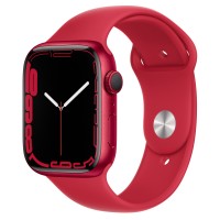 Apple Watch Series 7 45 мм, красный алюминий, красный спортивный ремешок