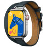 Apple Watch Hermes Series 11 42mm, двойной тонкий кожаный ремешок темно-зеленого цвета