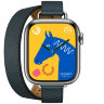 Apple Watch Hermes Series 11 42mm, двойной тонкий кожаный ремешок темно-зеленого цвета