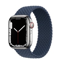 Apple Watch Series 7 41 мм, Silver Stainless Steel, плетеный монобраслет «Синий омут»