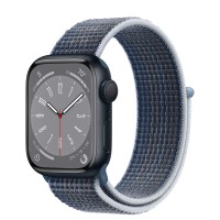 Apple Watch Series 8 41mm, Midnight Aluminum Case with Sport Loop - Storm Blue
