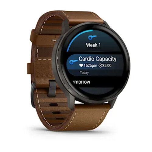 Умные часы Garmin Venu 4 45mm, Slate, Black Silicone Band and Brown Leather Band