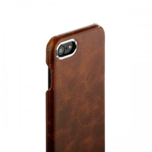 Кожаная накладка i-Carer для iPhone 8 и 7 коричневая