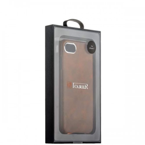 Кожаная накладка i-Carer для iPhone 8 и 7 коричневая