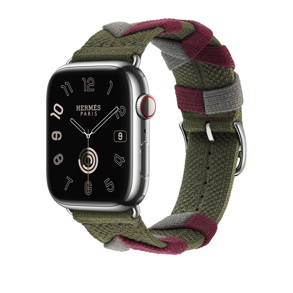 Hermes Apple Watch 45mm Bridon Kaki