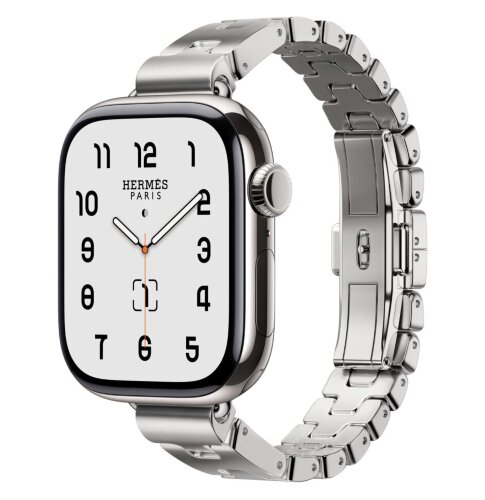 Apple Watch Hermes Series 12 42mm, блочный стальной тонкий браслет (L)