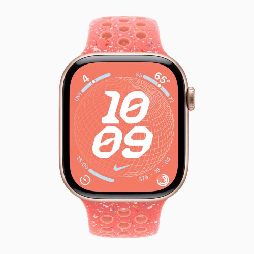 Apple Watch Series 10 42mm, Rose Gold Aluminum Case with Nike Sport Band - Magic Ember