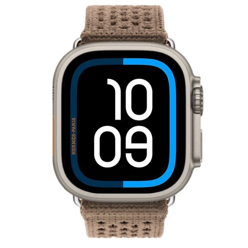 Apple Watch Ultra 2 Hermes 49mm Titanium, ремешок  из текстильного трикотажа коричневый