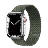 Apple Watch Series 7 41 мм, Silver Stainless Steel, плетеный монобраслет «Зелёные холмы»