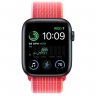 Apple Watch SE (2022) 44mm, Midnight Aluminum Case with Sport Loop - Red