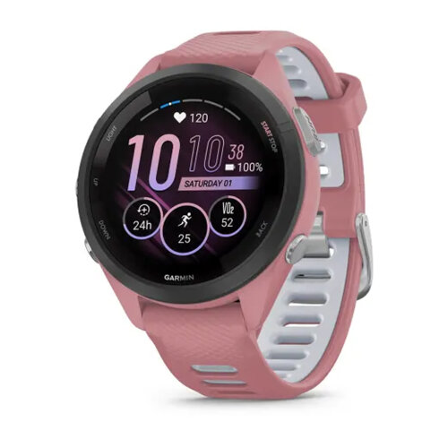 Умные часы Garmin Forerunner 265S 42mm, Black Bezel, Light Pink Case, Light Pink/Whitestone Silicone Band