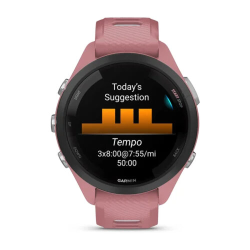 Умные часы Garmin Forerunner 265S 42mm, Black Bezel, Light Pink Case, Light Pink/Whitestone Silicone Band