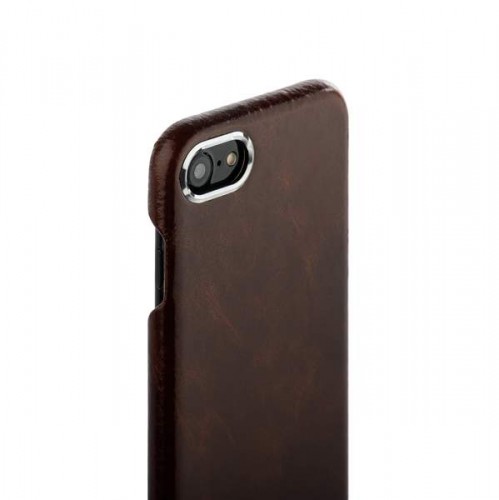 Кожаная накладка i-Carer для iPhone 8 и 7 темно-коричневая