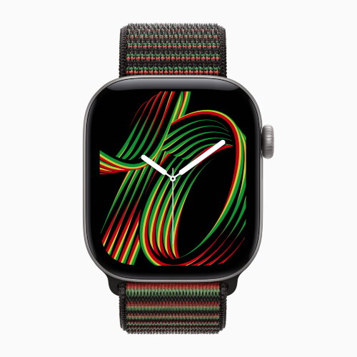 Apple Watch Series 12 42mm, Space Gray Aluminum Case with Sport Loop - Black Unity - Unity Rhythm