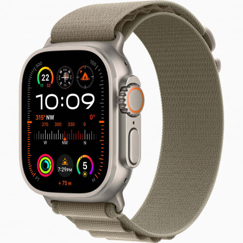 Apple Watch Ultra 3 49mm Titanium Case with Olive Alpine Loop (L)