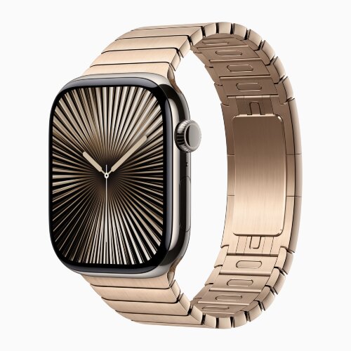 Apple Watch Series 10 42mm Natural Titanium Case with Gold Link Bracelet