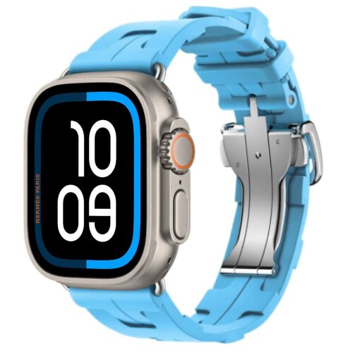 Apple Watch Ultra 2 Hermes 49mm Titanium, спортивный ремешок  Kilim голубой