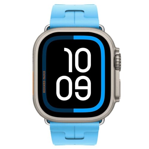 Apple Watch Ultra 2 Hermes 49mm Titanium, спортивный ремешок  Kilim голубой