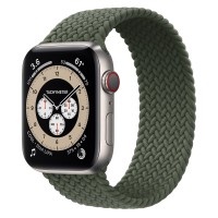 Apple Watch Edition Series 6 Titanium 44mm, плетёный монобраслет "зелёные холмы"