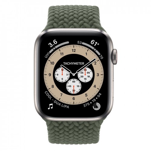 Apple Watch Edition Series 6 Titanium 44mm, плетёный монобраслет "зелёные холмы"
