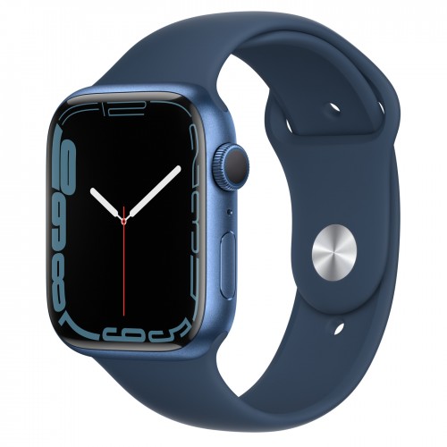 Apple Watch Series 7 45 мм, синий алюминий, спортивный ремешок &laquo;синий омут&raquo;