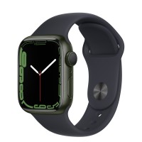 Apple Watch Series 7 41 мм, зеленый алюминий, спортивный ремешок «Тёмная ночь»