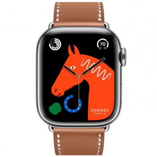 Apple Watch Hermes Series 11 42mm, классический кожаный ремешок коричневого цвета