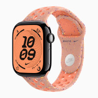 Apple Watch Series 11 42mm, Jet Black Aluminum Case with Nike Sport Band - Alpenglow Pink