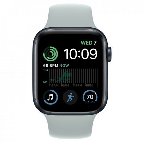 Apple Watch SE (2022) 44mm, Midnight Aluminum Case with Sport Band - Succulent