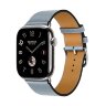 Ремешок Hermes для Apple Watch 46mm Single Tour - Светло-голубой (Bleu Lin)