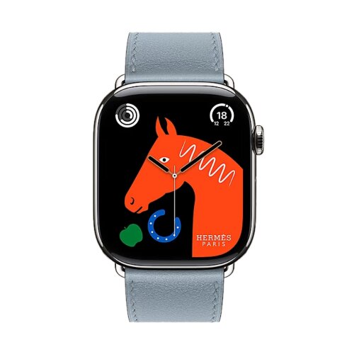 Ремешок Hermes для Apple Watch 46mm Single Tour - Светло-голубой (Bleu Lin)