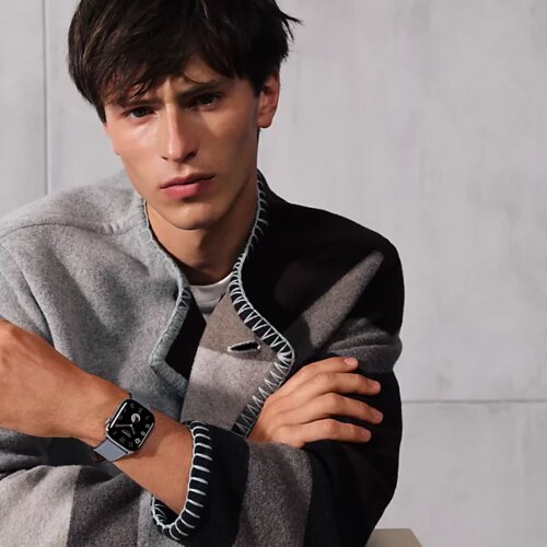 Ремешок Hermes для Apple Watch 46mm Single Tour - Светло-голубой (Bleu Lin)