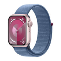 Apple Watch Series 9 41mm, Pink Aluminum Case with Sport Loop - Winter Blue