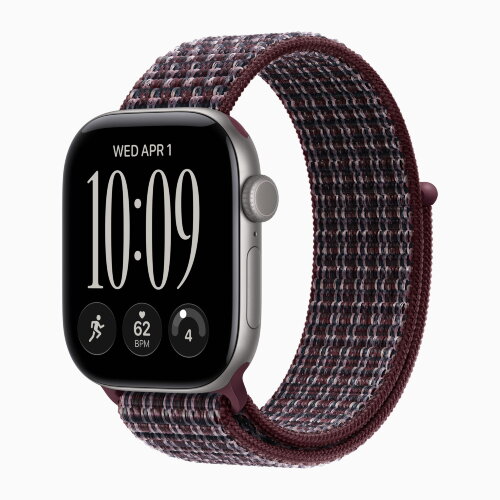 Apple Watch Series 12 46mm, Space Gray Aluminum Case with Sport Loop - Burgundy Plaid