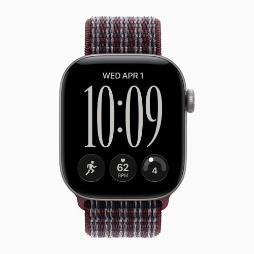 Apple Watch Series 12 46mm, Space Gray Aluminum Case with Sport Loop - Burgundy Plaid